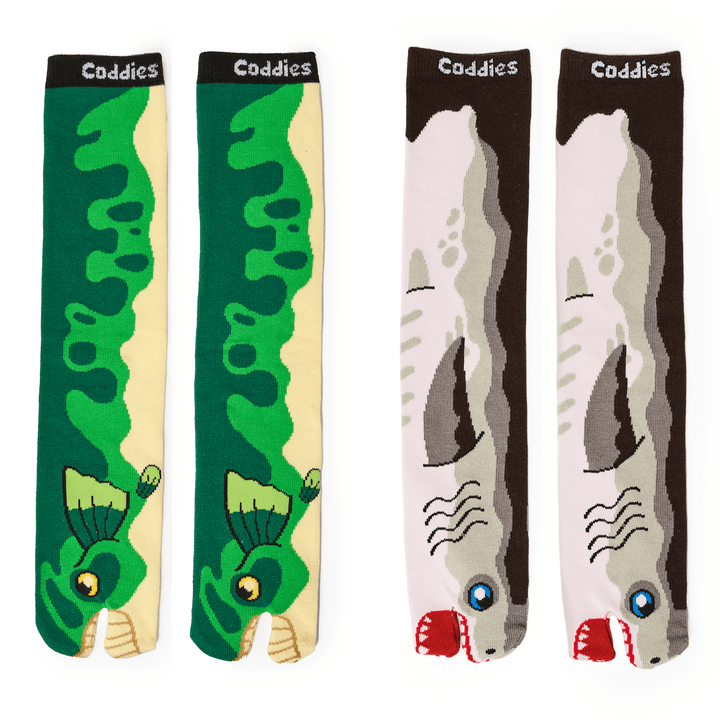 Coddies® Fish Two Toe Socks - Bass and Shark Design (2 PK) - Coddies