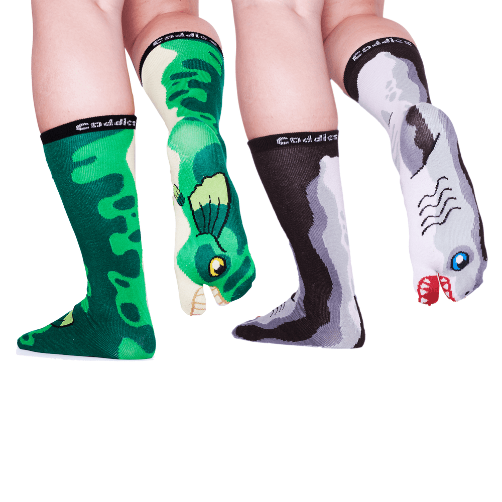 Coddies® Fish Two Toe Socks - Bass and Shark Design (2 PK) - Coddies