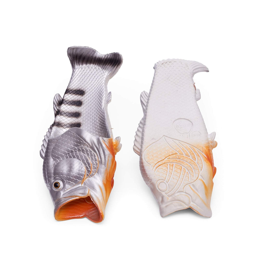 Coddies Silver Mackerel Flip Flops, fish shoes, fish slippers, bass slippers, fish shoes, funny shoes, fishing gift, christmas gift, fish flop secret santa