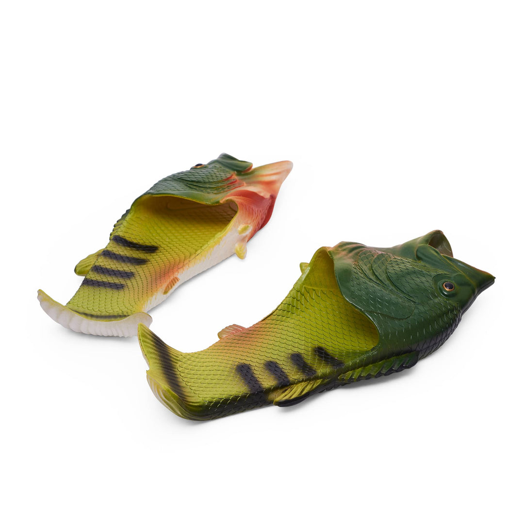Coddies Green Bass Fish Flip Flops, fish shoes, fish slippers, bass slippers, fish shoes, funny shoes, fishing gift, christmas gift, fish flop secret santa