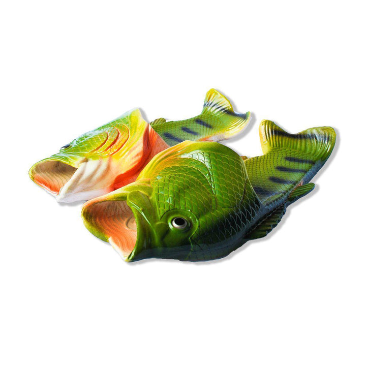 Coddies Green Bass Fish Flip Flops, fish shoes, fish slippers, bass slippers, fish shoes, funny shoes, fishing gift, christmas gift, fish flop secret santa