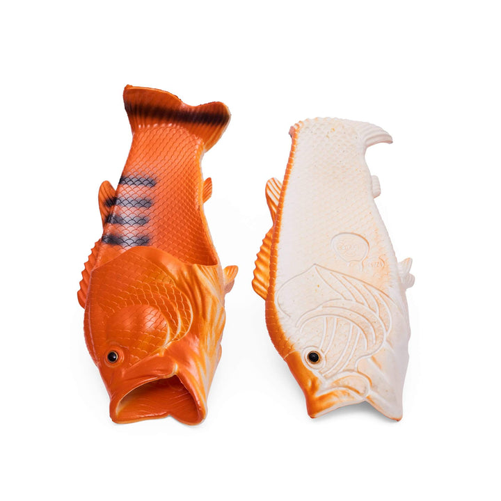 Coddies Orange Goldfish Flops, fish shoes, fish slippers, bass slippers, fish shoes, funny shoes, fishing gift, christmas gift, fish flop secret santa