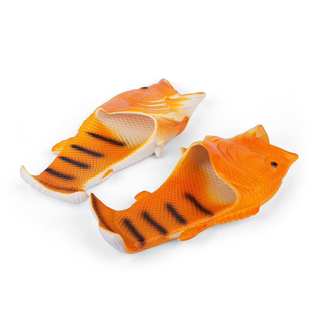 Coddies Orange Goldfish Flops, fish shoes, fish slippers, bass slippers, fish shoes, funny shoes, fishing gift, christmas gift, fish flop secret santa