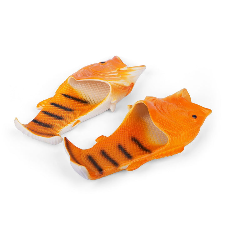 Coddies Orange Goldfish Flops, fish shoes, fish slippers, bass slippers, fish shoes, funny shoes, fishing gift, christmas gift, fish flop secret santa