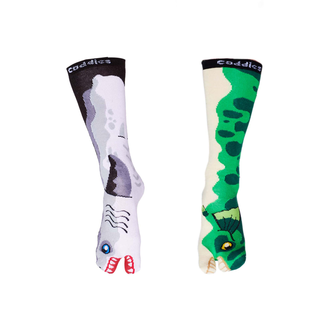 Coddies® Fish Two Toe Socks - Bass and Shark Design (2 PK) - Coddies